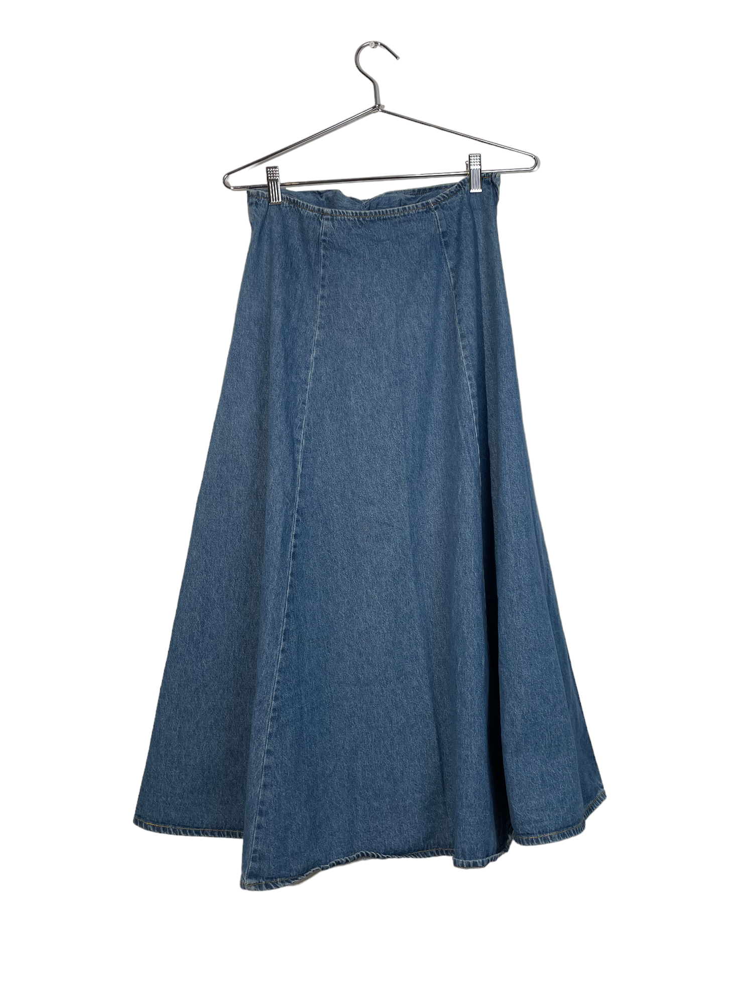 Retro Maxi Pleated Denim Skirt