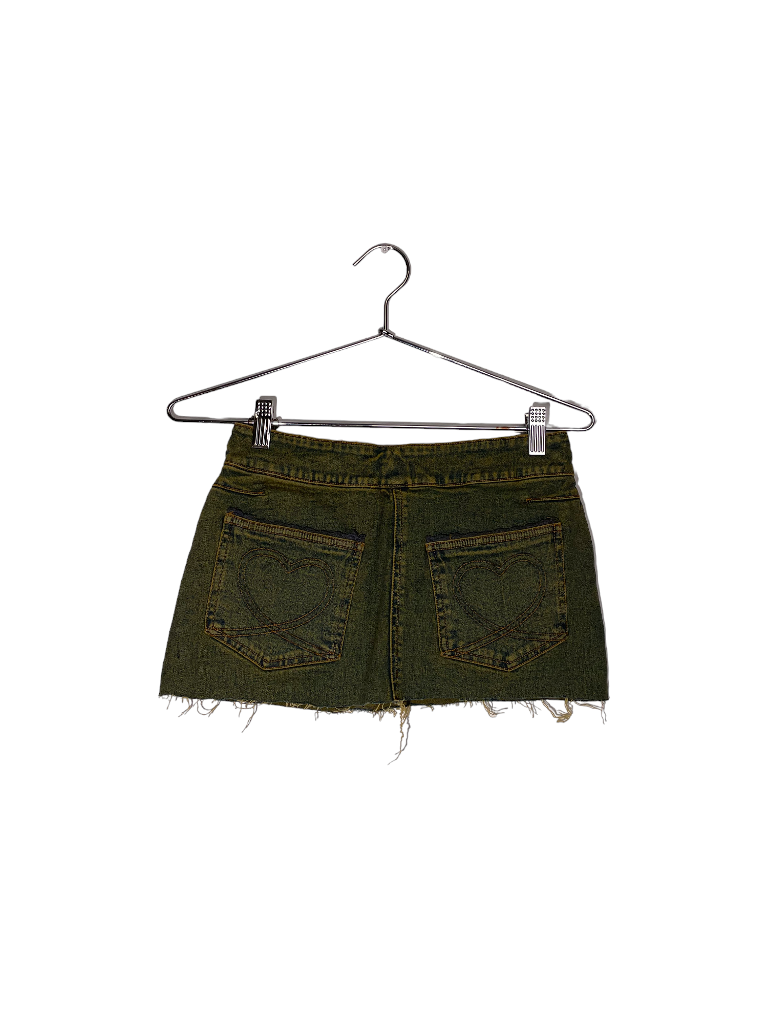 Green Wash Denim Mini Skirt