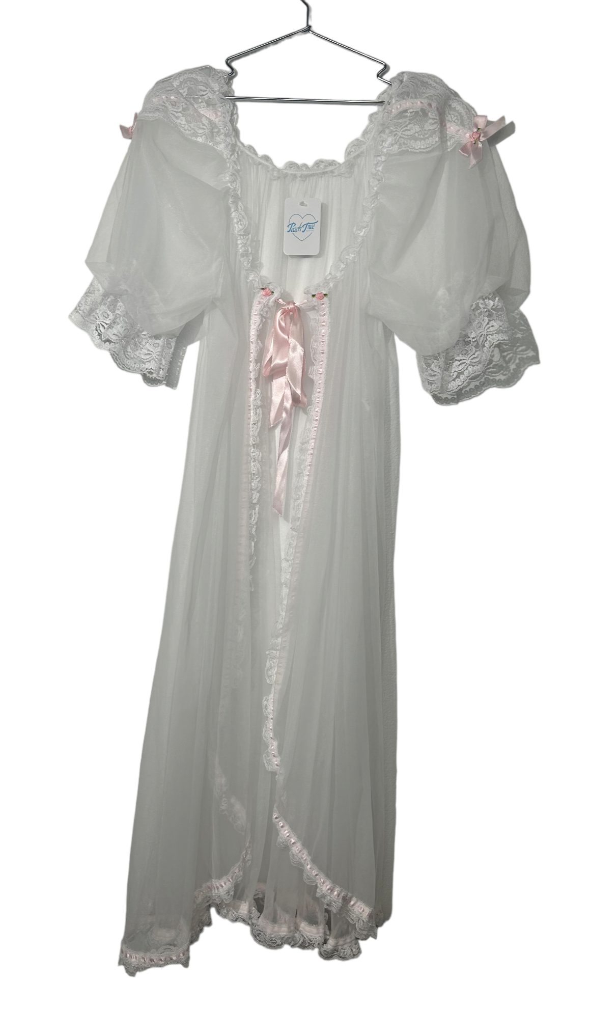 Tosca White Lace Floral Baby Doll Robe