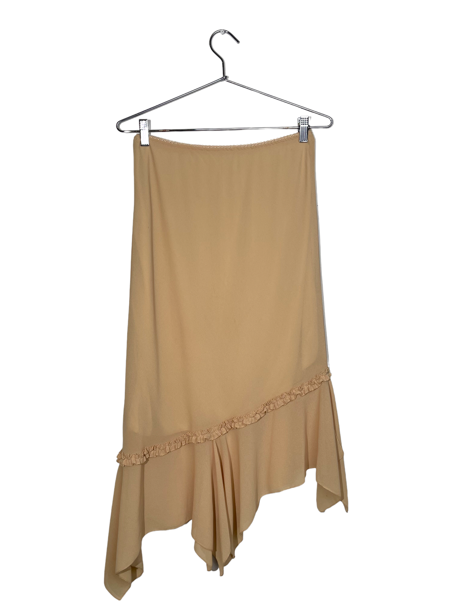 Cream Ruffle Asymmetrical Maxi Skirt