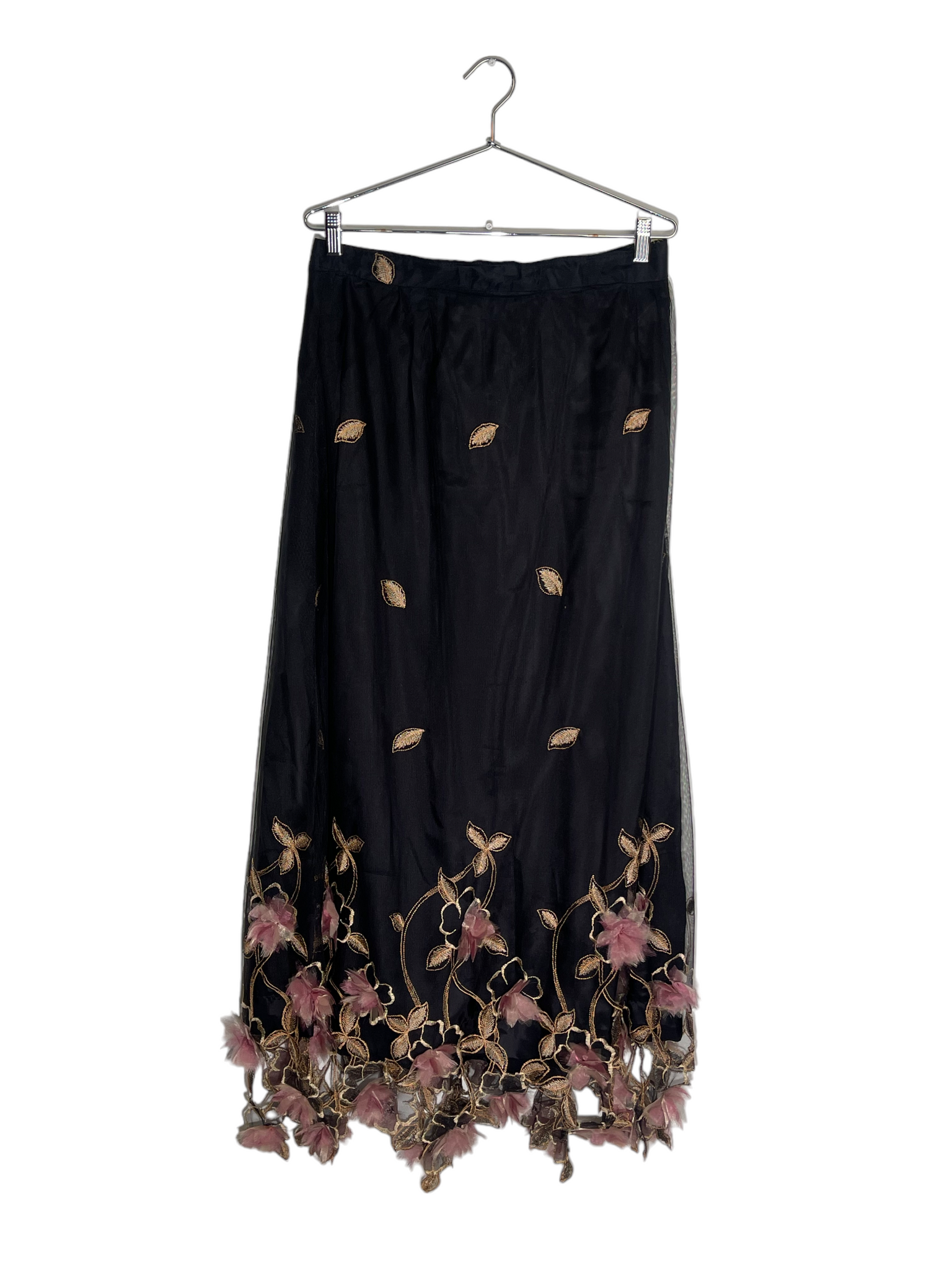 Black Mesh Embellished Skirt