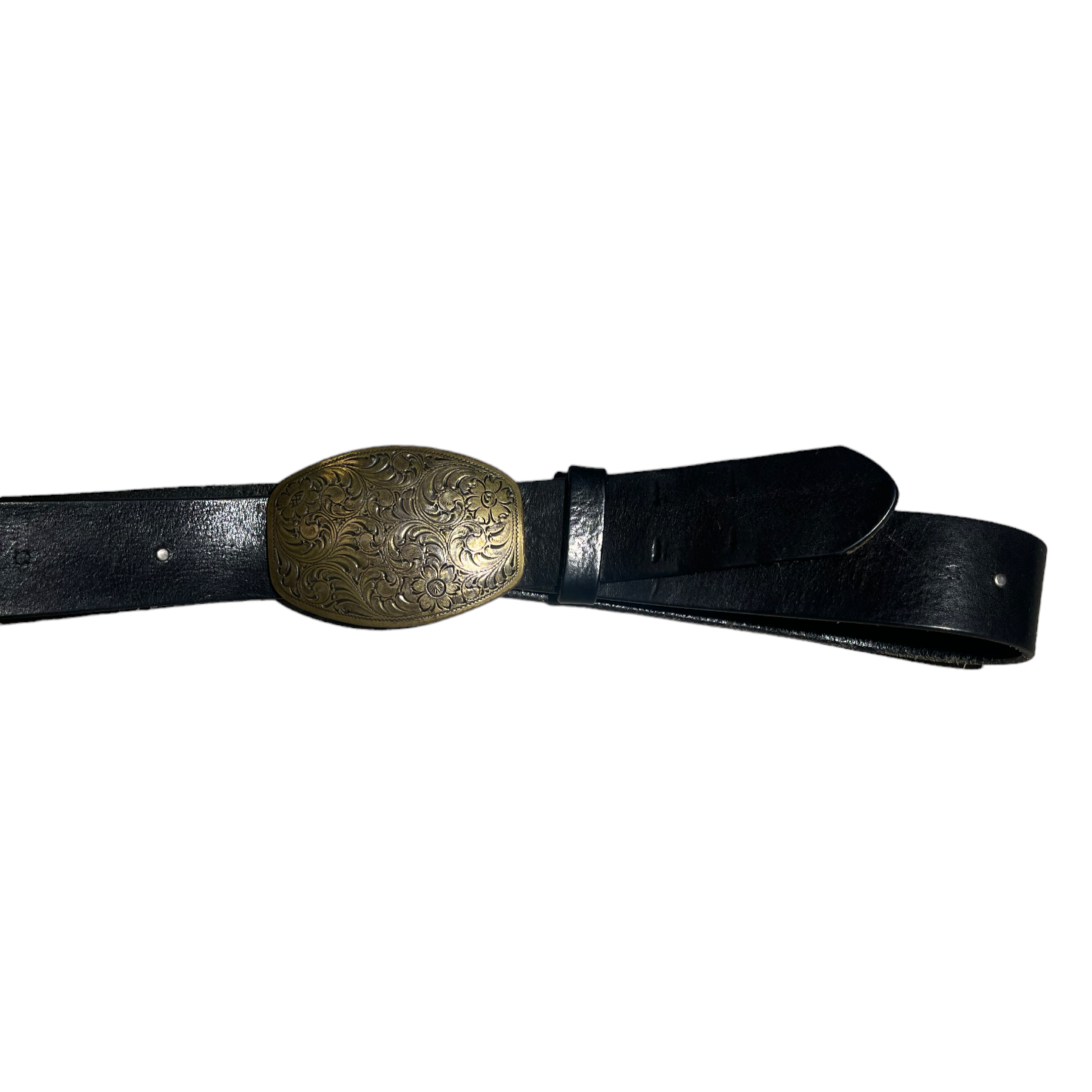 Black Studded Belt with Bronze Buckle