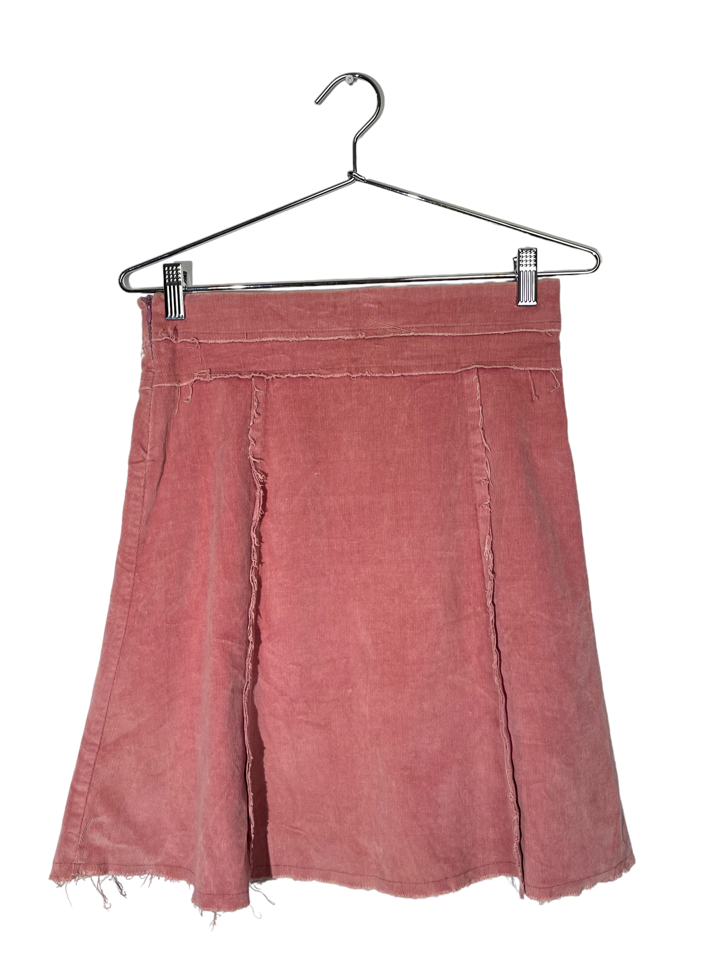 Pink Midi Skirt Distressed & Rhinestone Detailing