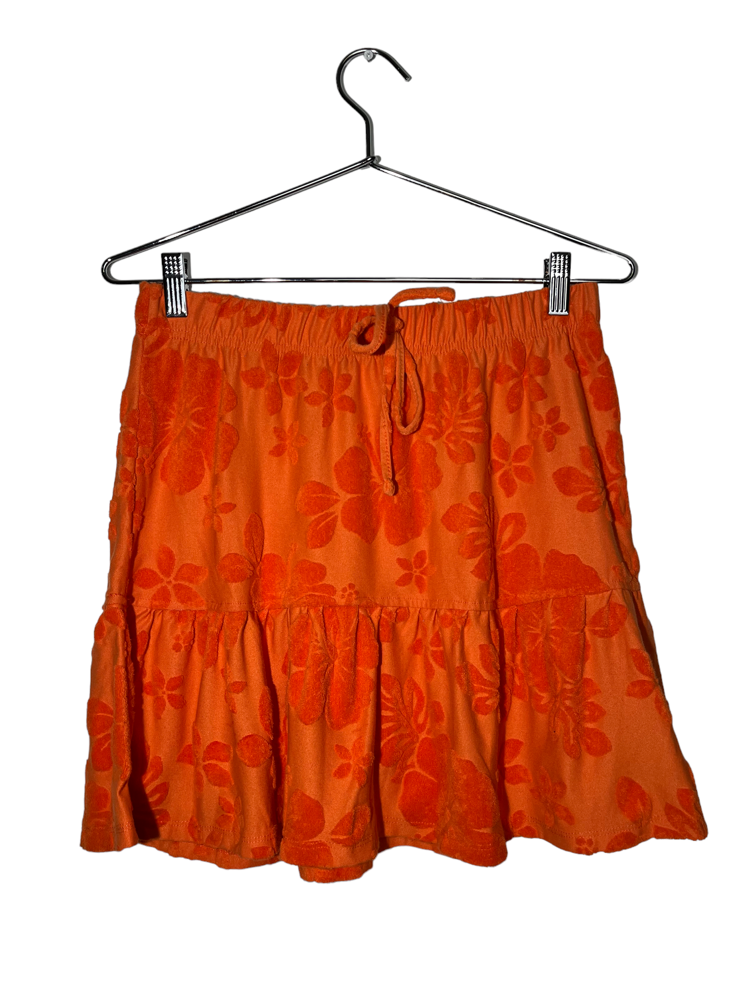 Orange Floral Pleated Skirt