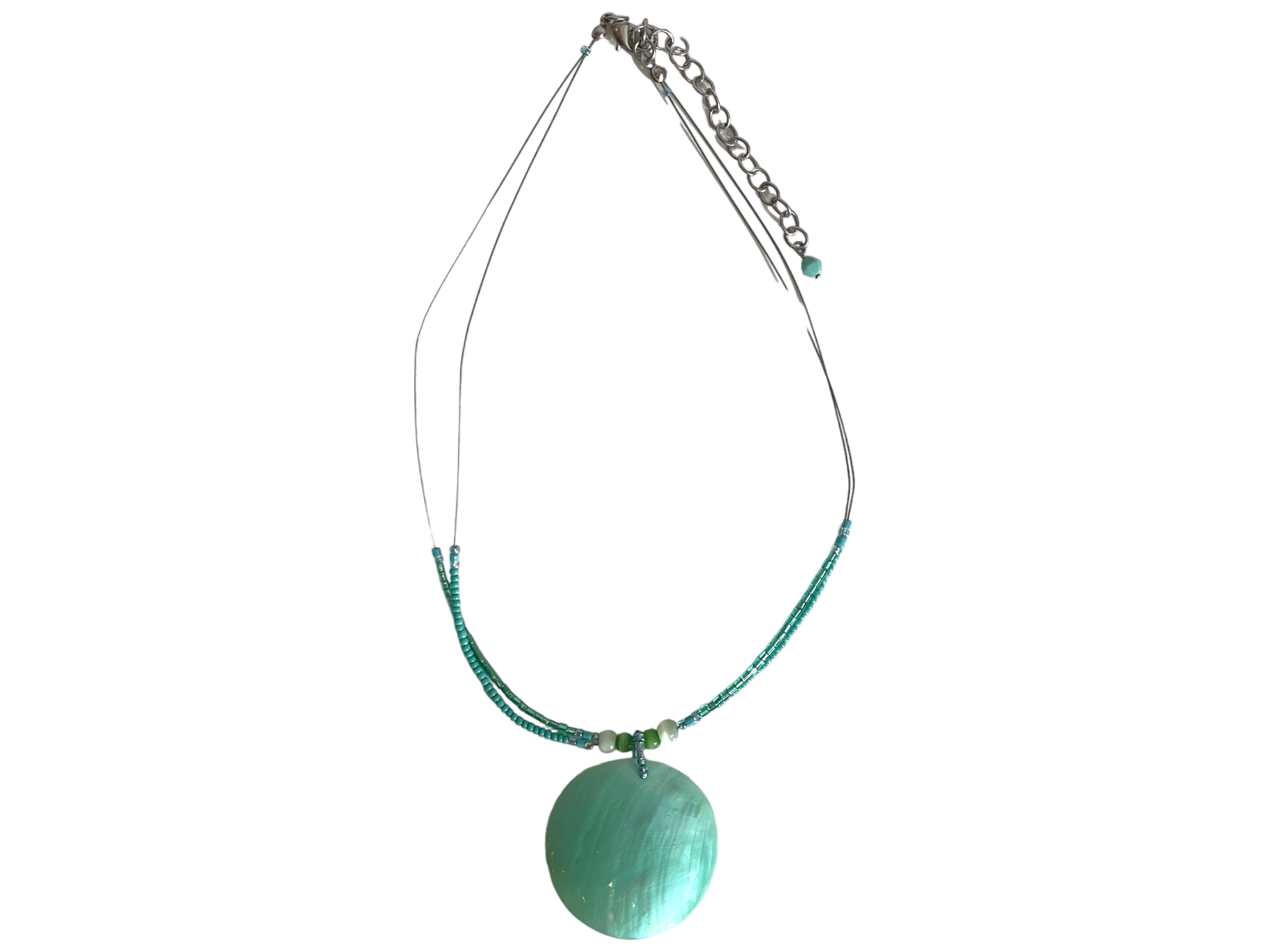 Turquoise Shell Beaded Wire Necklace