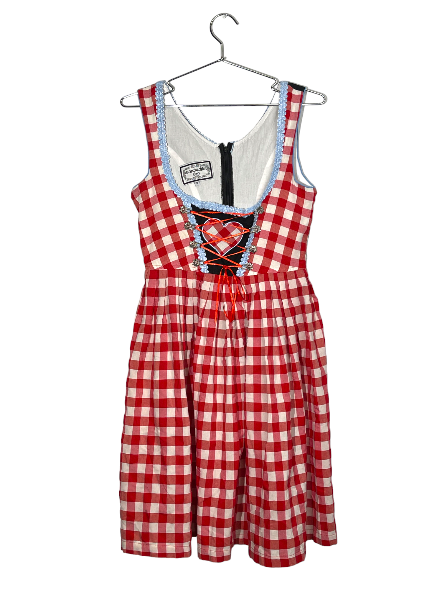 Trachten Red Checkered Lace Up Dress