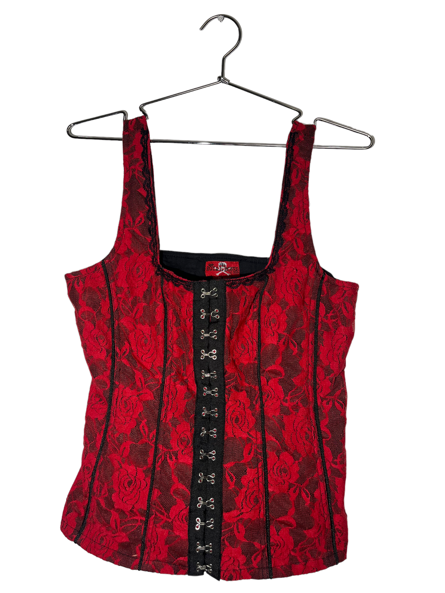 Red & Black Lace Corset Tank