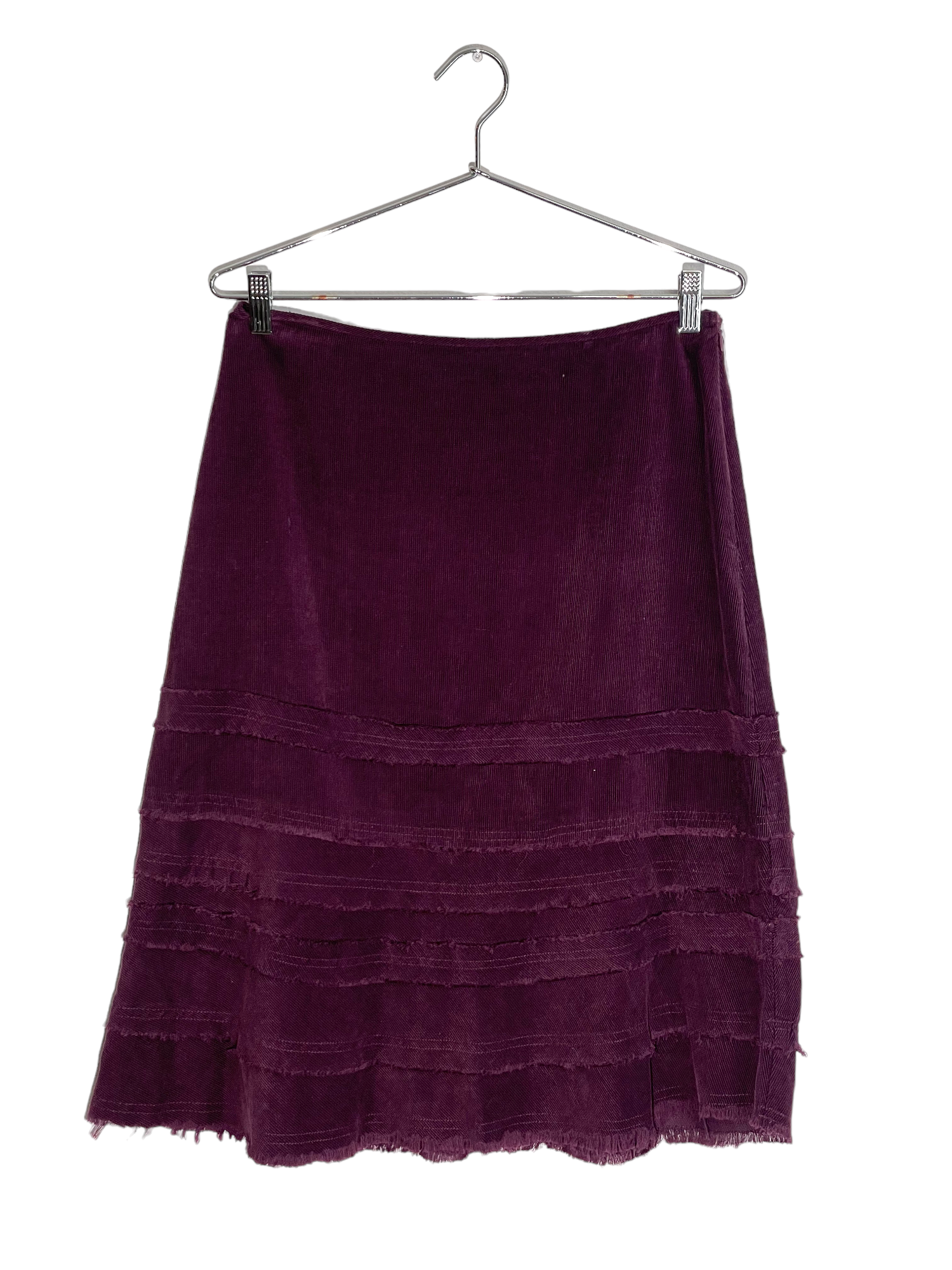 Purple Corduroy Midi Layered Skirt