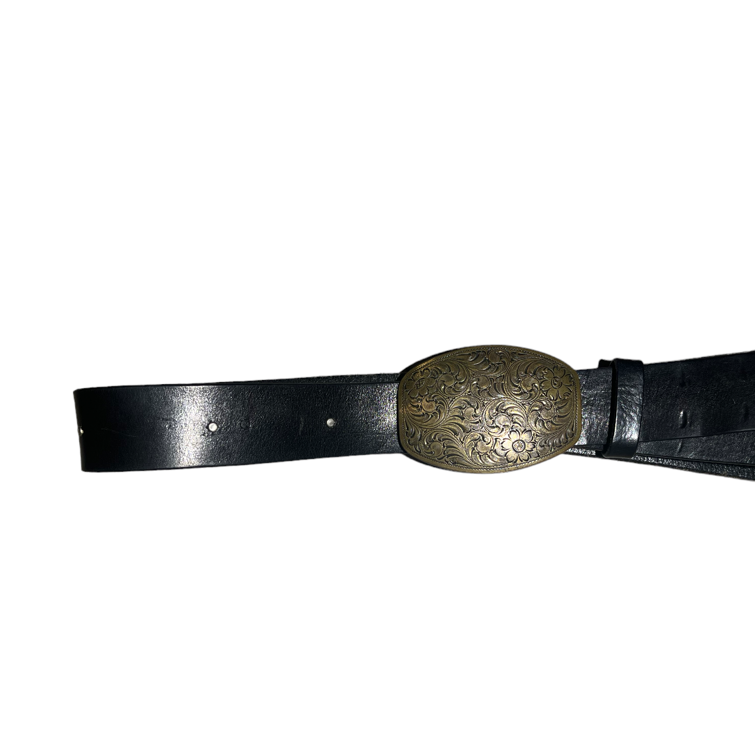 Black Studded Belt with Bronze Buckle