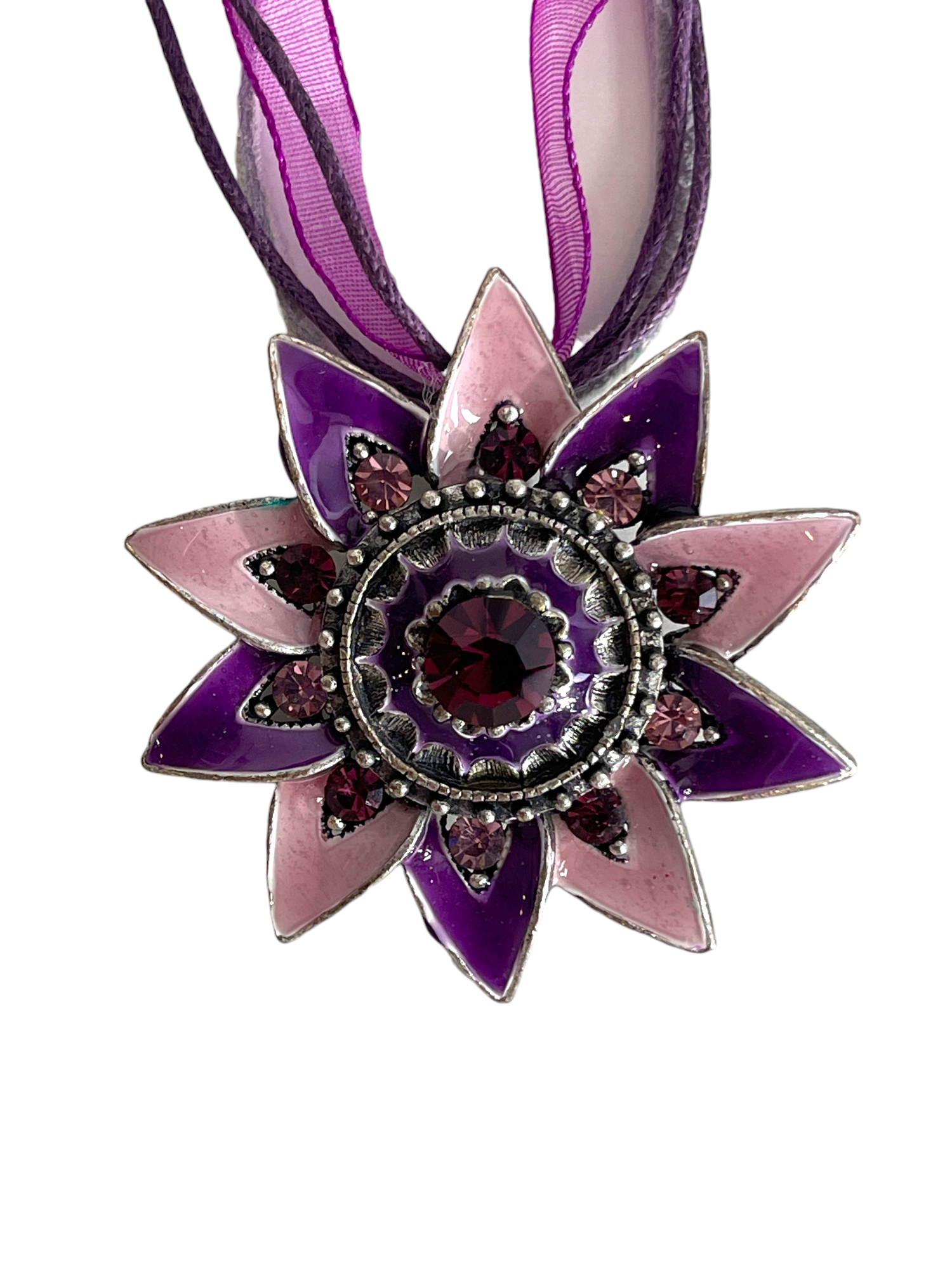 Purple Flower Pendant Necklace