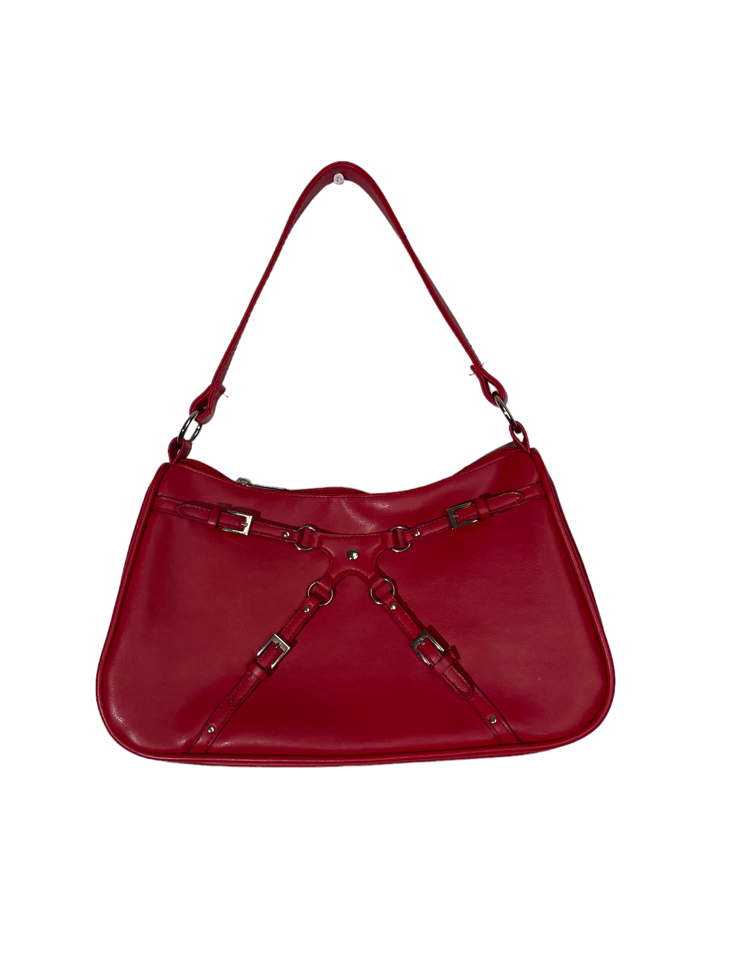 Red Leather Bondage Shoulder Bag