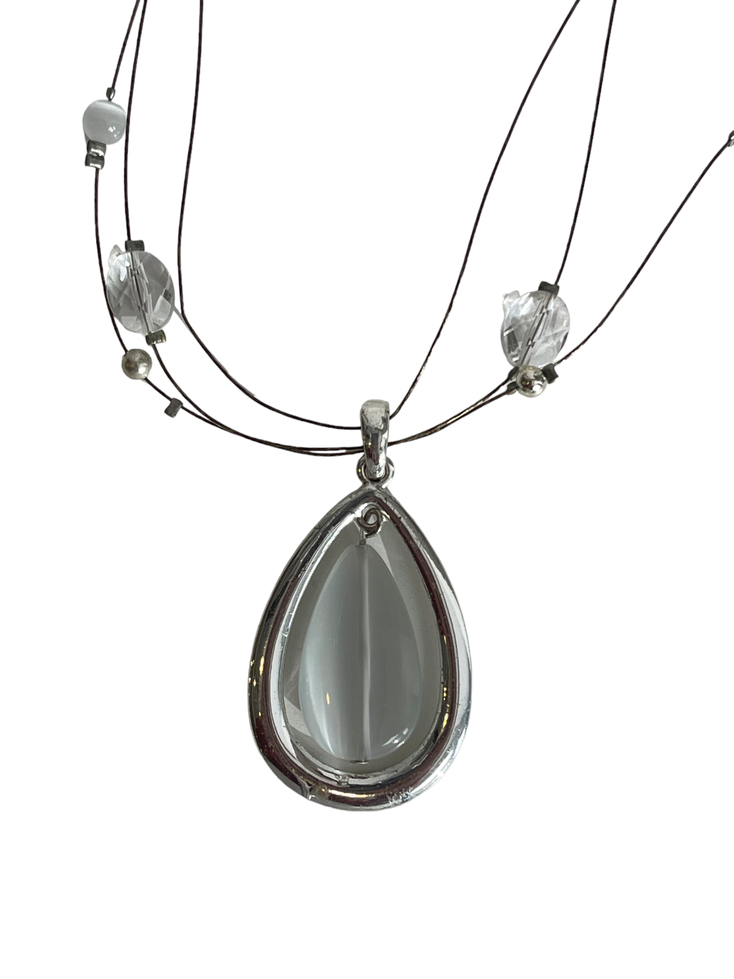 Clear Silver Drop Necklace