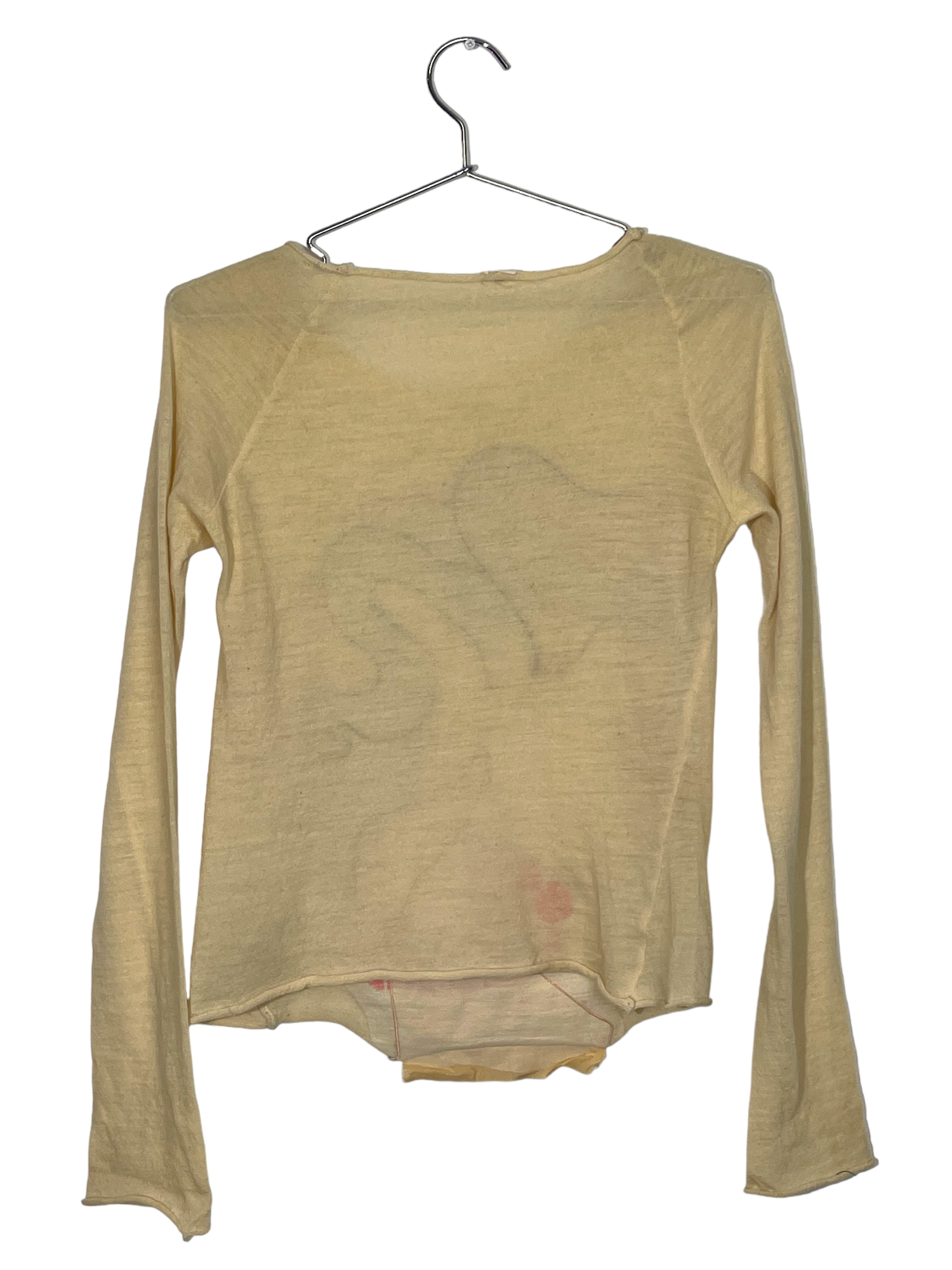 Beige Abstract Woman Distressed Long Sleeve