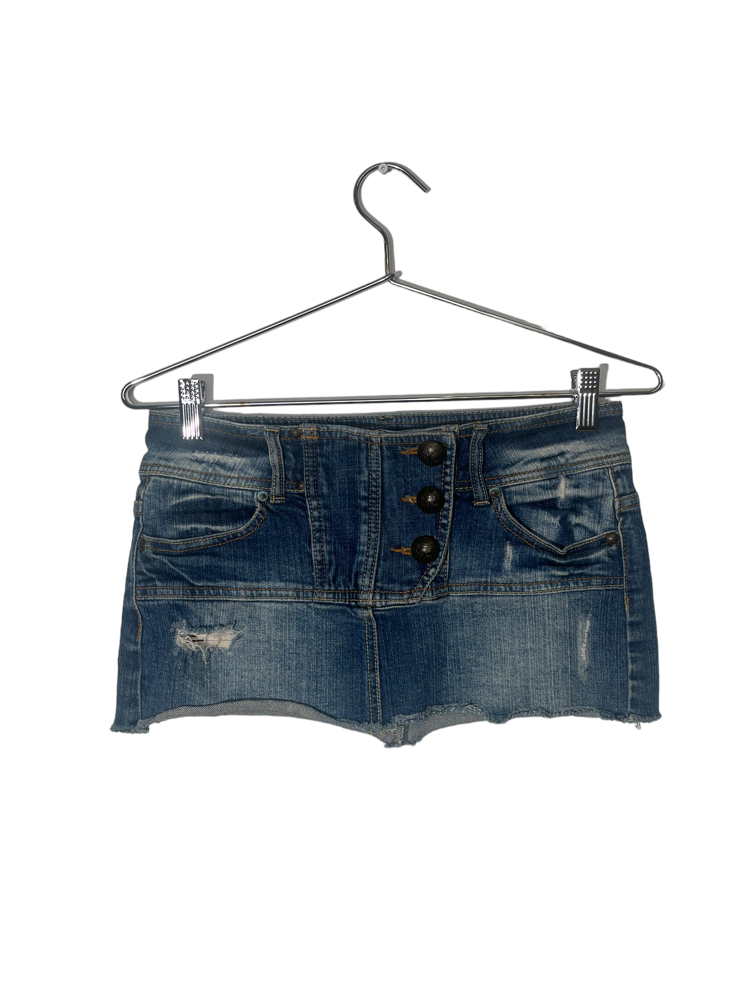 Micro Mini Denim Skirt with Big Buttons