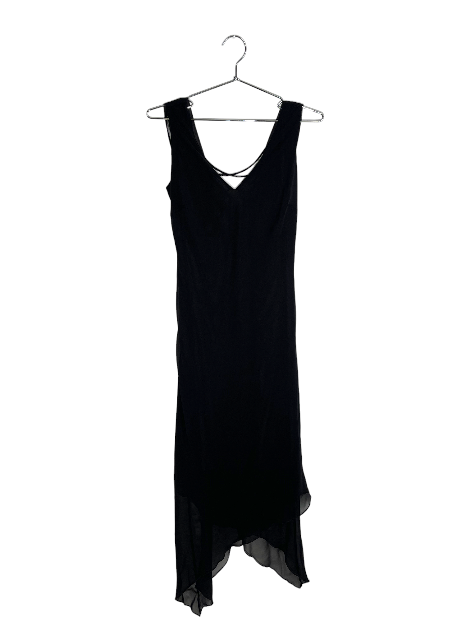 Asymmetrical Sheer Black Dress