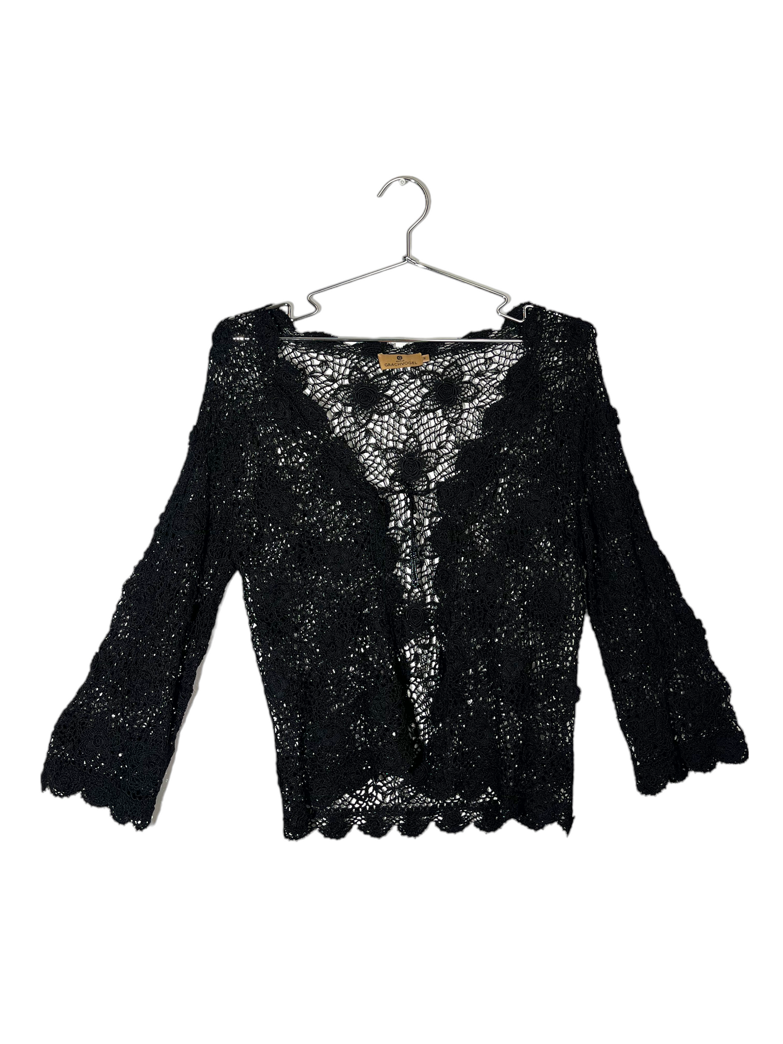 Maria Grachvogel Black Crochet Flower Top