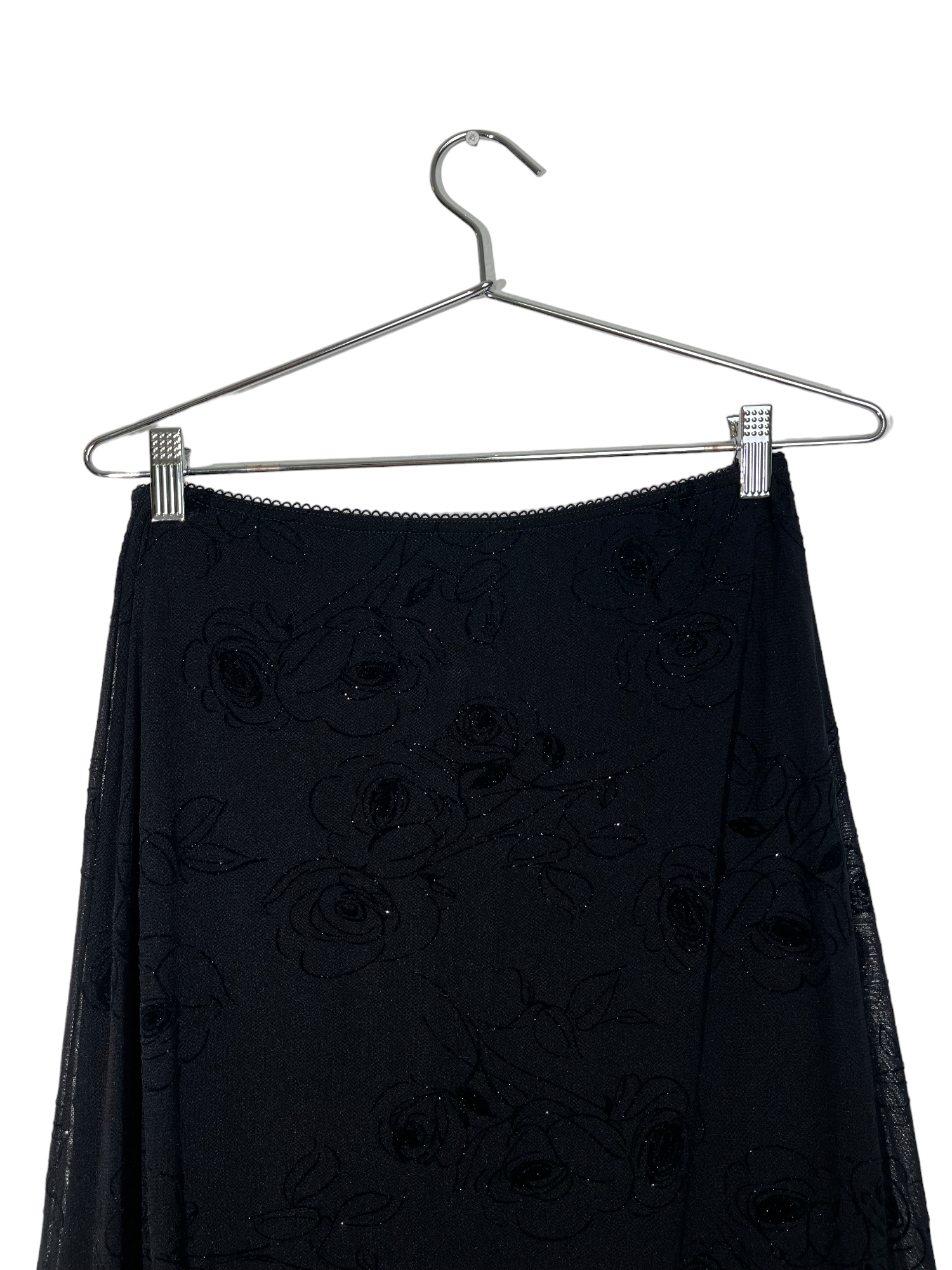 Black Flower Patterned Maxi Skirt