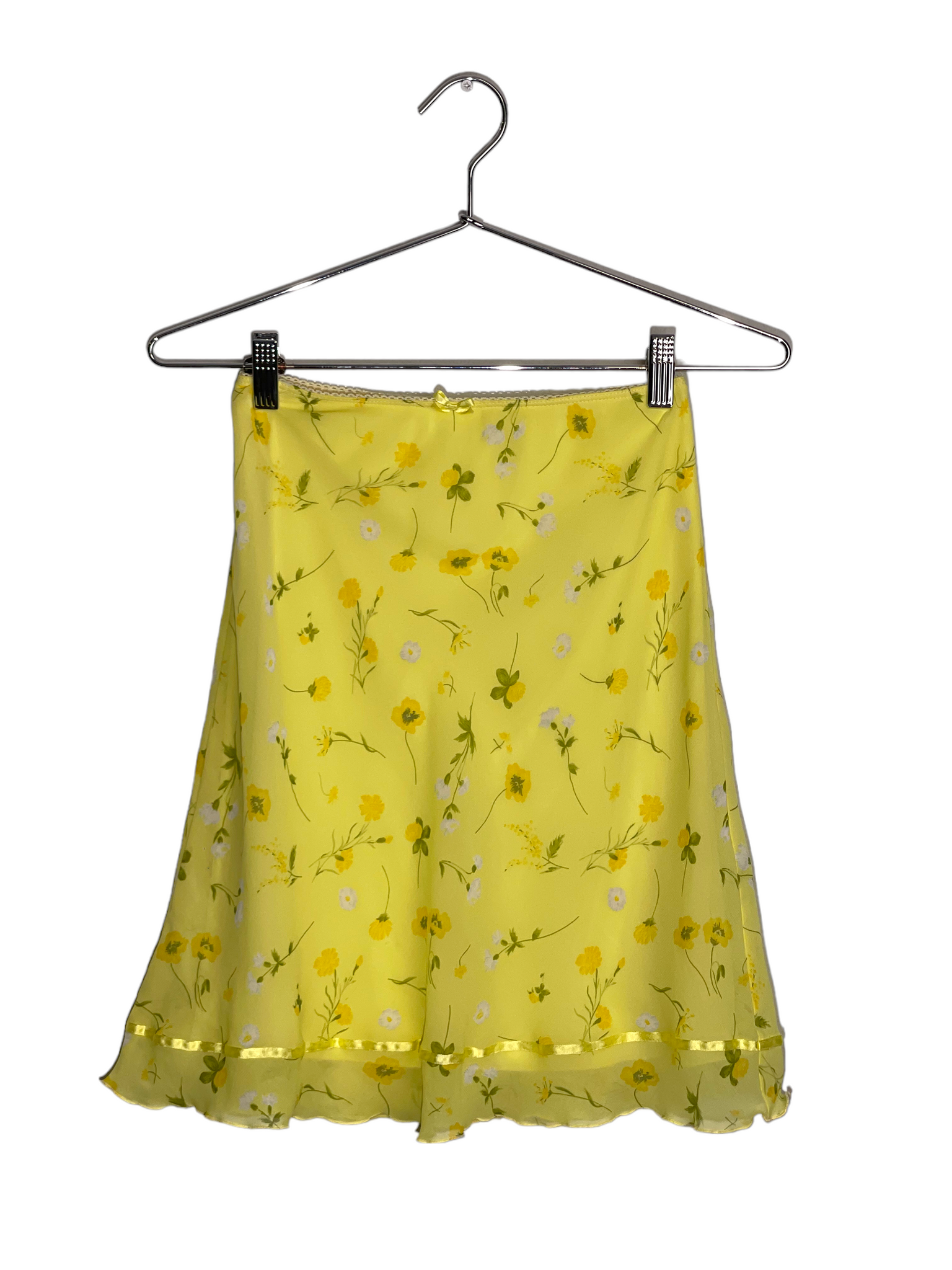 Yellow Floral Midi Skirt