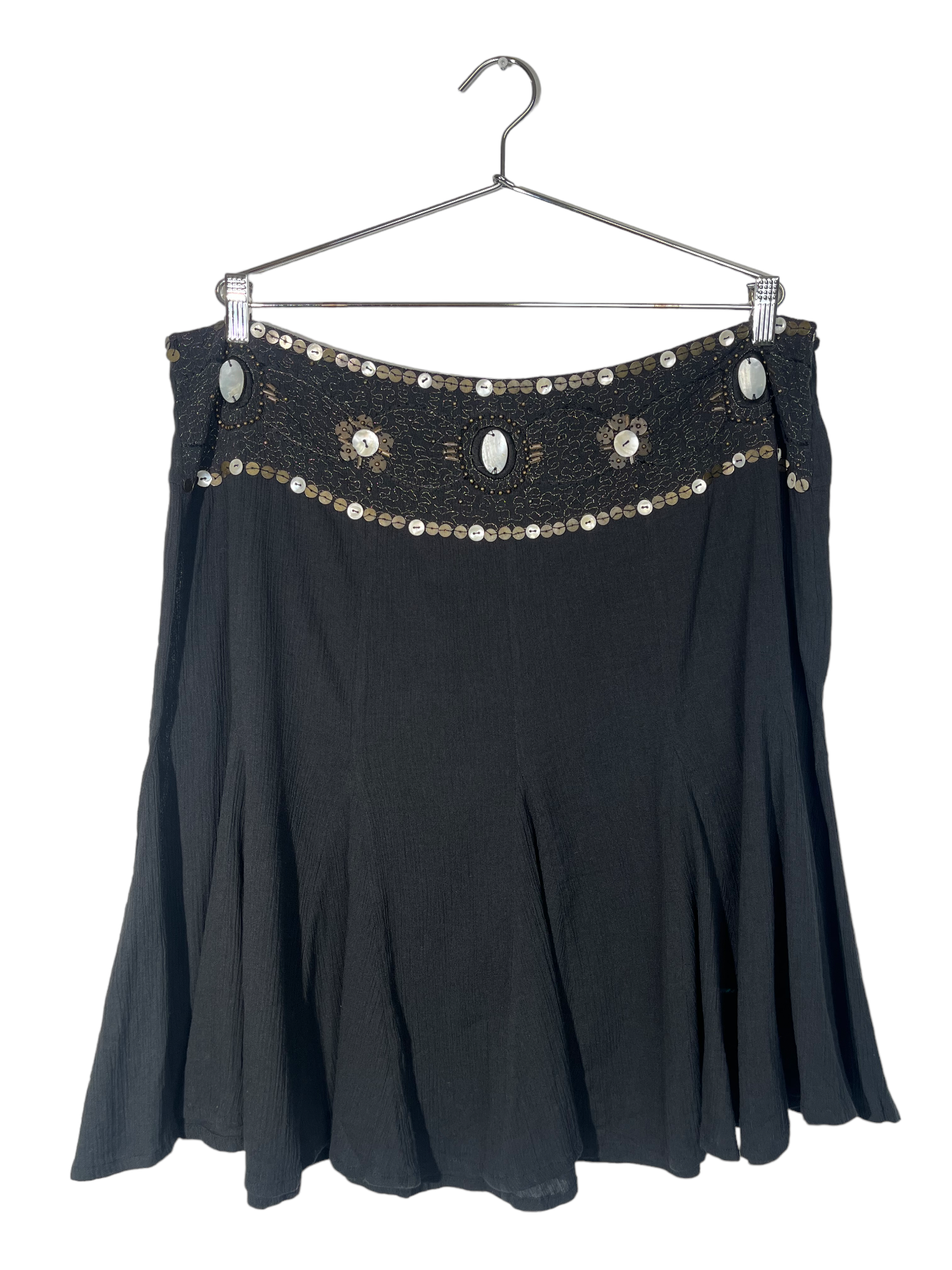 Black Beaded Flare Skirt